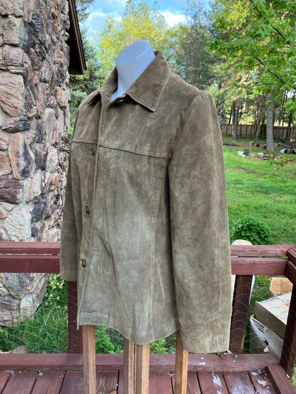 Vintage suede leather rustic jacket, size 8 from Clio - Picture 4 of 16